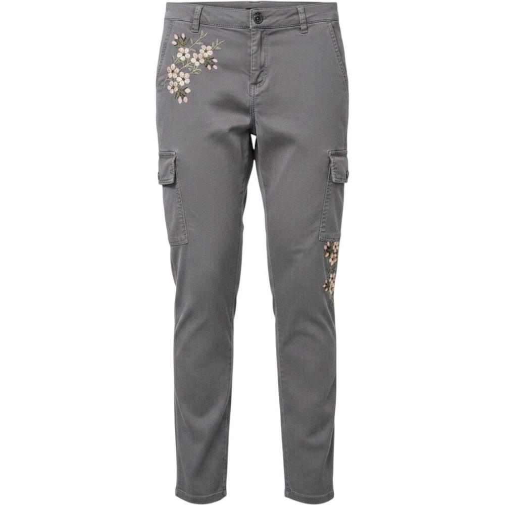 Alp-n-Rock Womens Grey Floral Embroidered Cargo‎ Pants Slim Fit Size 2/S